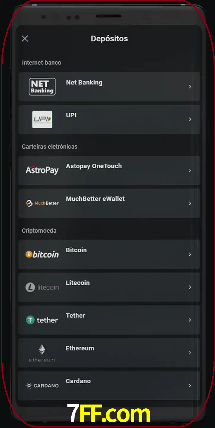 Você pode usar métodos alternativos de depósito.