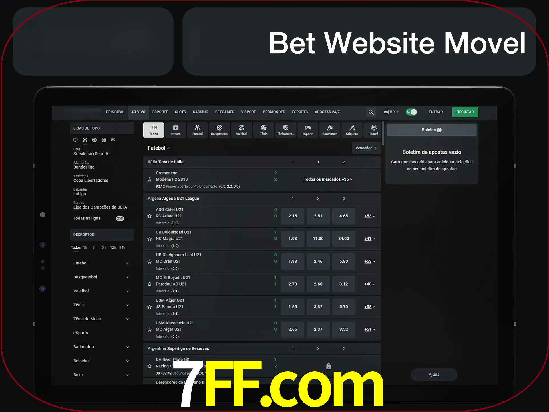 Use nosso website em qualquer dispositivo.